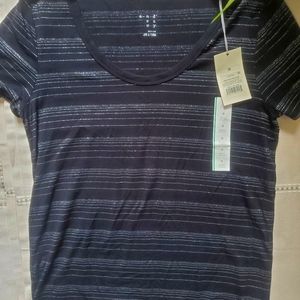 A New Day Womens Medium Short Sleeve T-Shirt, NWT, Black with Silver
